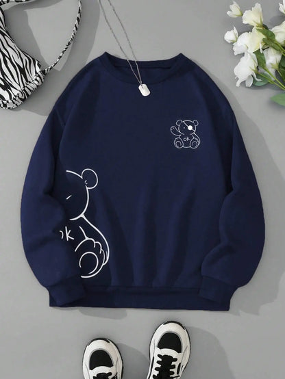 Unisex Katten Trui – Minimalistische Oversized Sweater met Kattenlijnprint