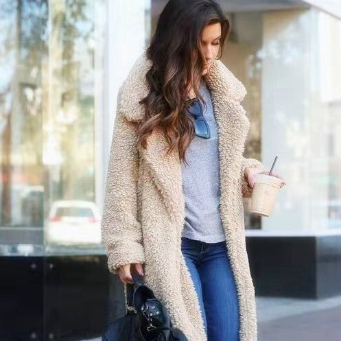 Sietske | Zachte Dames Fleece Teddy Jas Lange Stijl