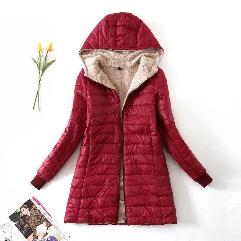 Maaike | Warme Dames Fleece Winterjas | Met Capuchon