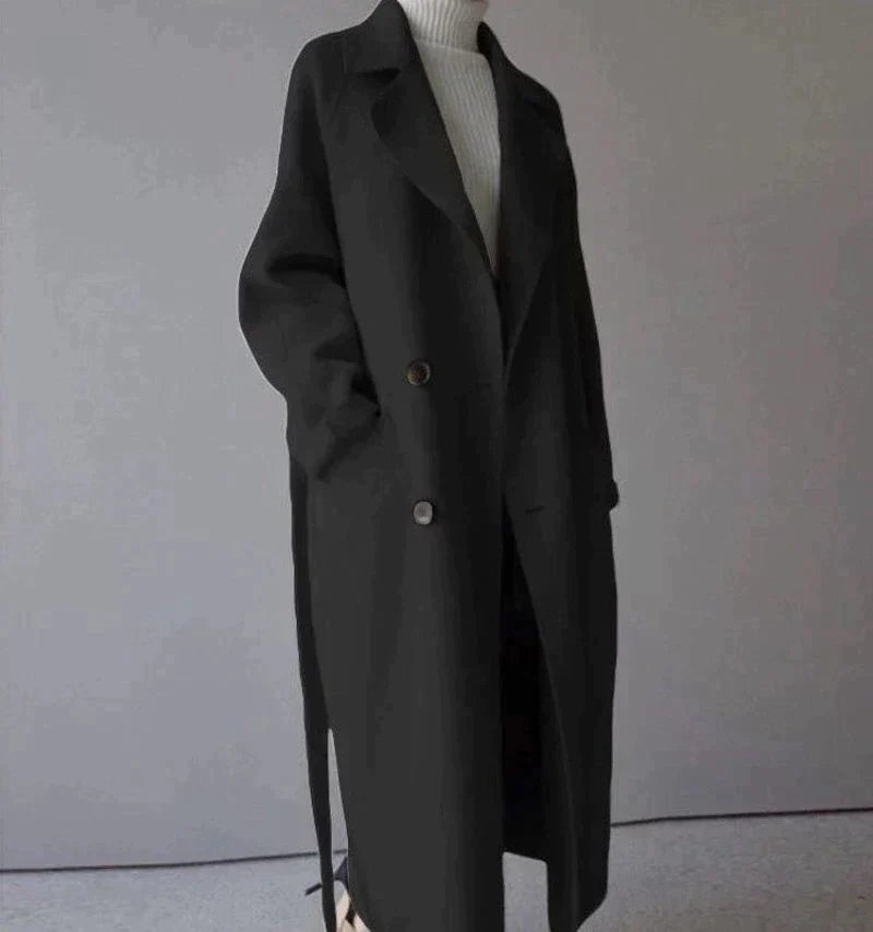 Alida | Stijlvolle Lange Trenchcoat met Luxe Afwerking
