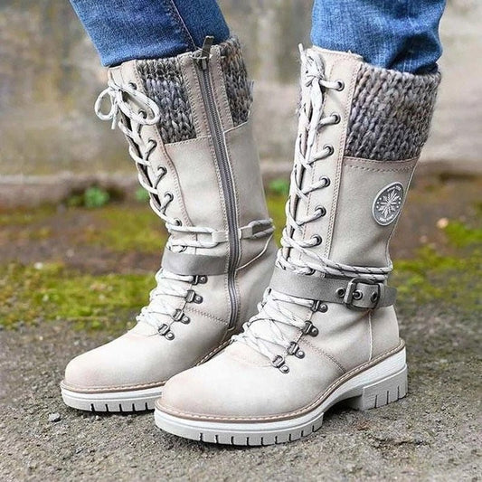 Carla | Stijlvolle Dames Winterlaarzen met Comfortabele Gebreide Boord
