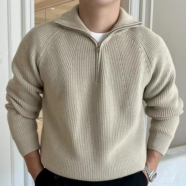 Comfortabele Katoenen Sweater met Halve Rits