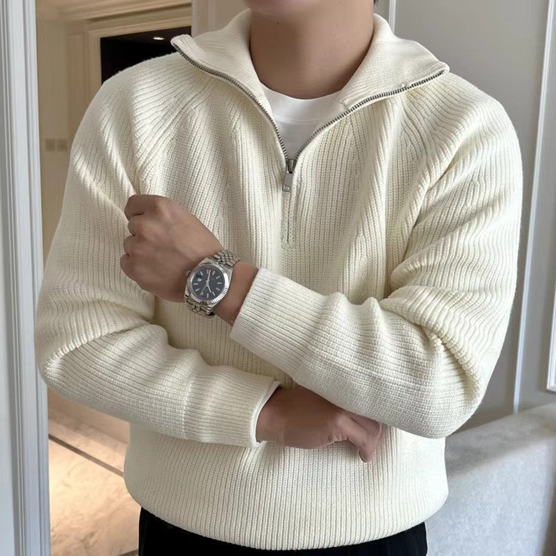 Comfortabele Katoenen Sweater met Halve Rits