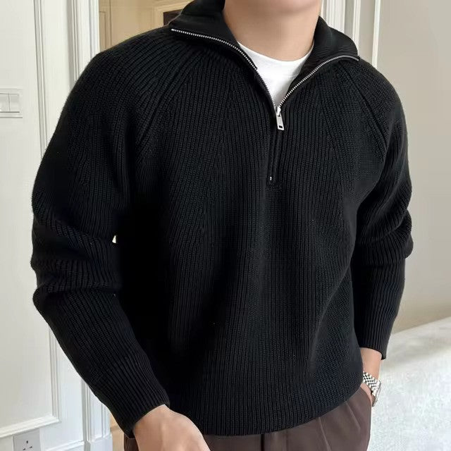 Comfortabele Katoenen Sweater met Halve Rits