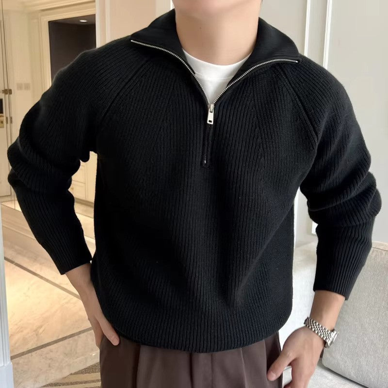 Comfortabele Katoenen Sweater met Halve Rits