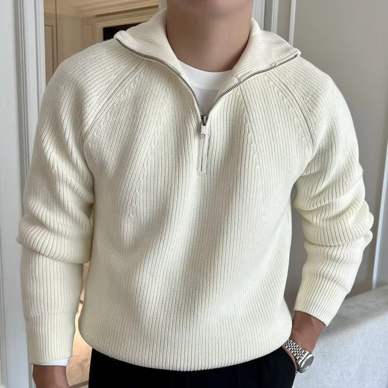 Comfortabele Katoenen Sweater met Halve Rits