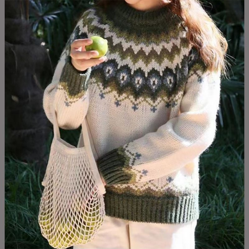 Stijlvolle Fair Isle Gebreide Trui met Comfortabele Pasvorm