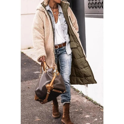 Amalia | Stijlvolle Dames Longline Pufferjas met Sherpa Voering