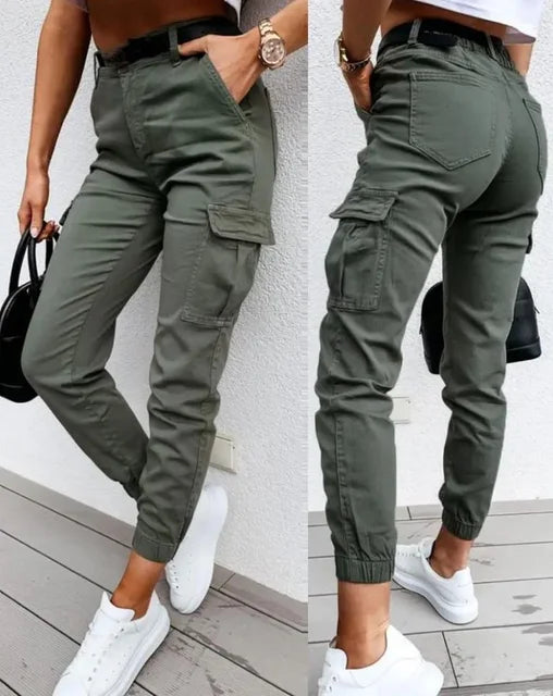 Stijlvolle Hoge Taille Cargo Broek