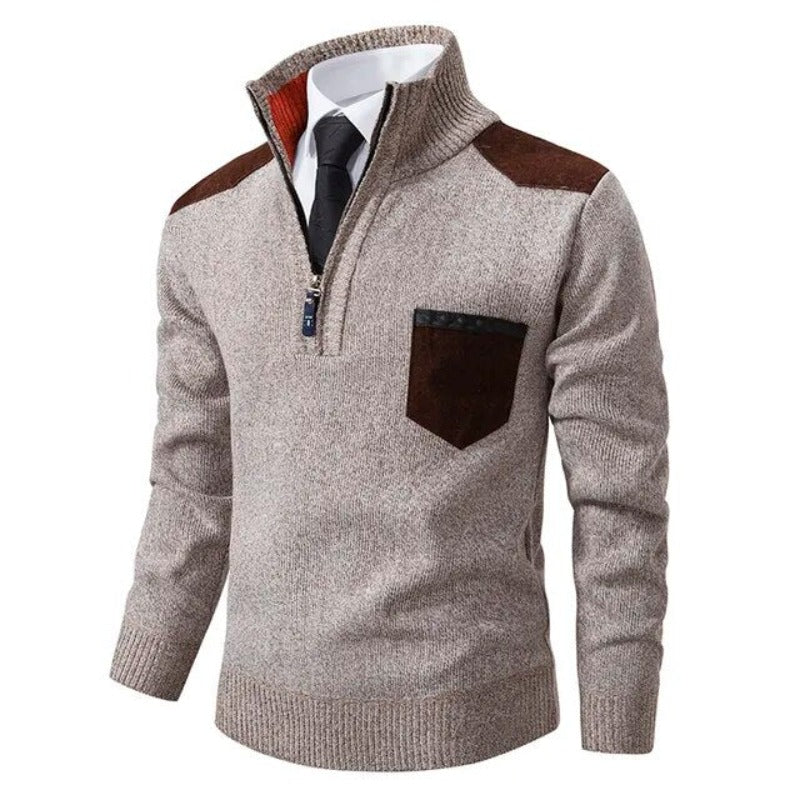 Stijlvolle Kasjmier Pullover met Kraag en Praktische Borstzak
