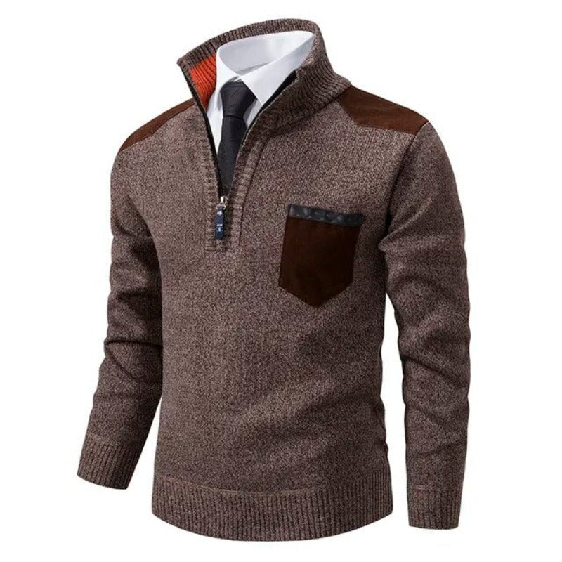 Stijlvolle Kasjmier Pullover met Kraag en Praktische Borstzak