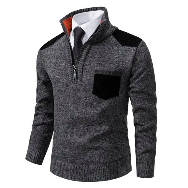 Stijlvolle Kasjmier Pullover met Kraag en Praktische Borstzak