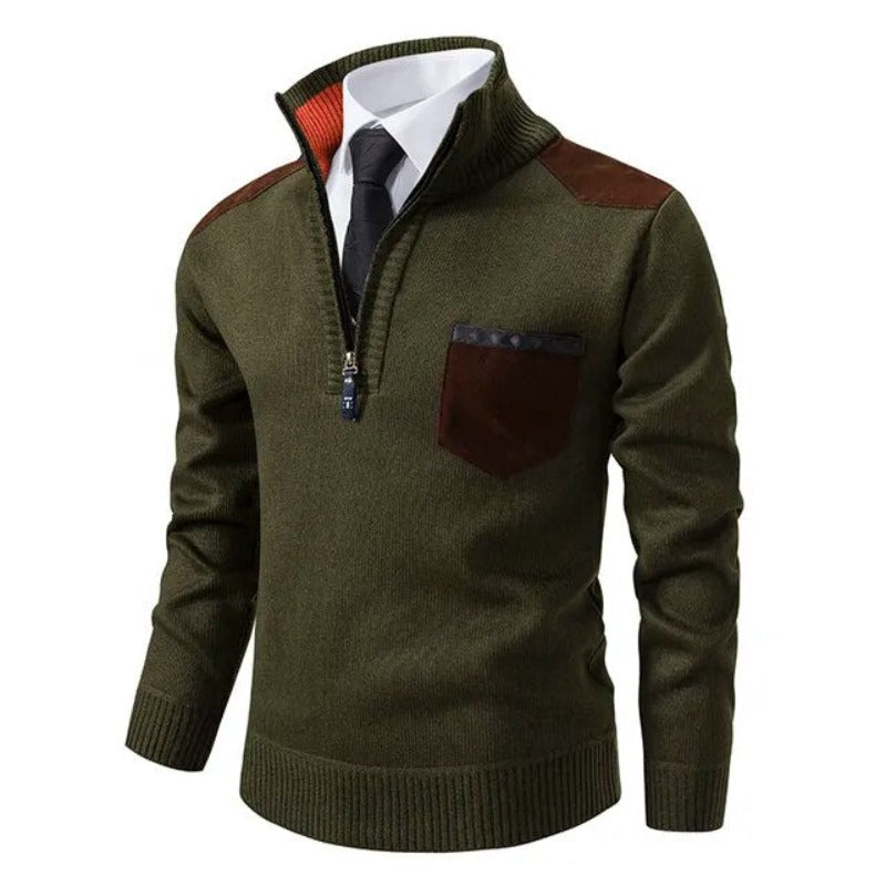 Stijlvolle Kasjmier Pullover met Kraag en Praktische Borstzak