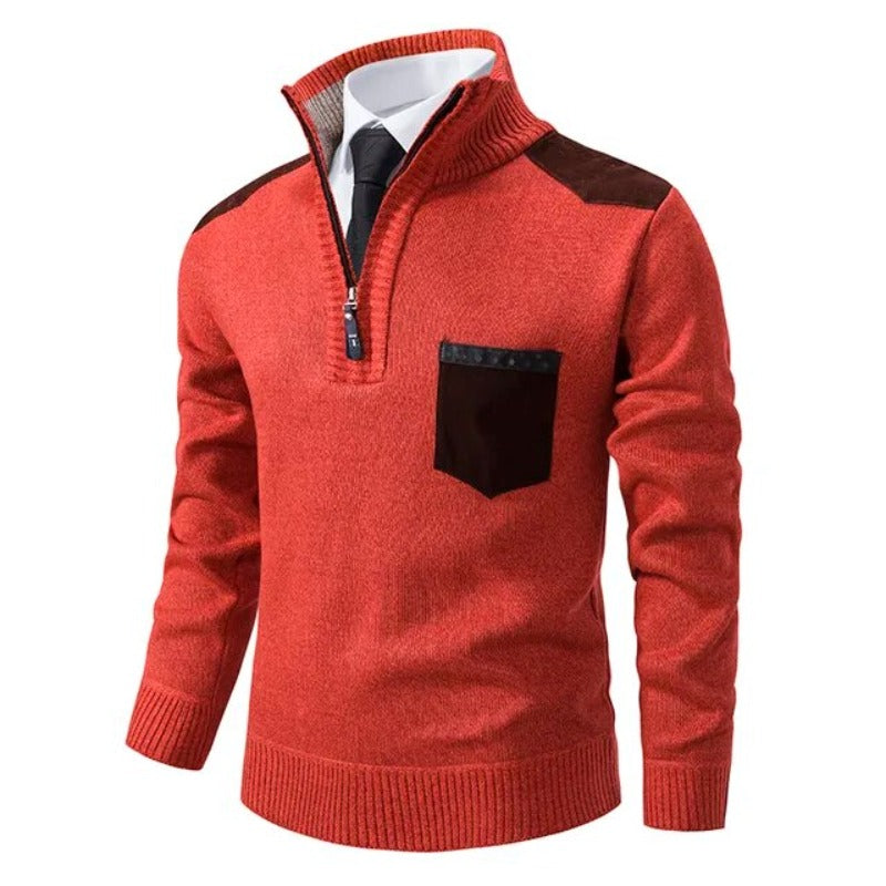 Stijlvolle Kasjmier Pullover met Kraag en Praktische Borstzak